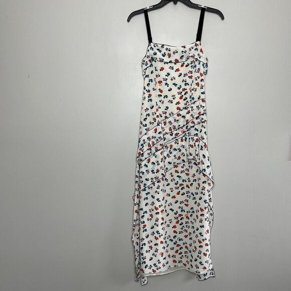 JASON WU Dress Womens 0 White Floral Midi 100% Silk Sleeveless Square Neck - Picture 2 of 13